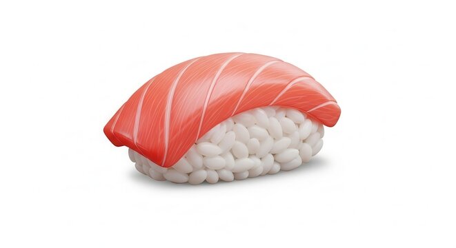 Exquisitely rendered single piece of nigiri sushi featuring vibrant red tuna atop perfectly