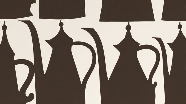 flagons. Dark brown elliptical silhouettes of flagons with spouts on light background. bar promotions, beverage menus, designed for product packaging and bar promotions, used by video editors.