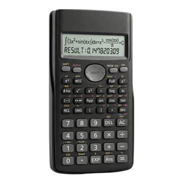 Advanced scientific calculator displaying complex calculus integration problem