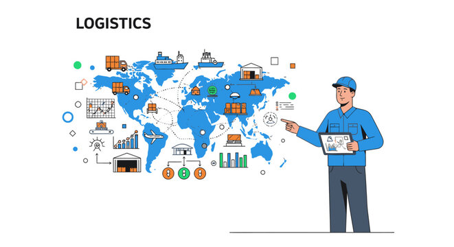 Man in blue uniform holding package.