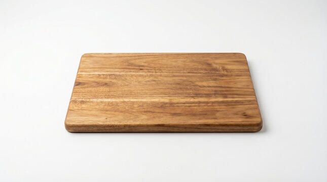 A rustic wooden cutting board, perfect for culinary preparation and kitchen aesthetics