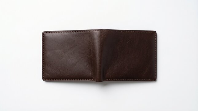 A classic bi-fold leather wallet in rich brown, elegantly presented against a clean white background, showcasing its premium craftsmanship and minimalist design
