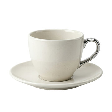 Empty cream ceramic coffee cup and saucer set