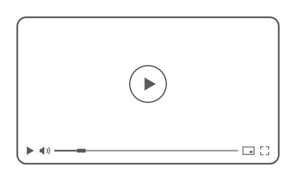 Multimedia video player with play button, play video online window with navigation icons