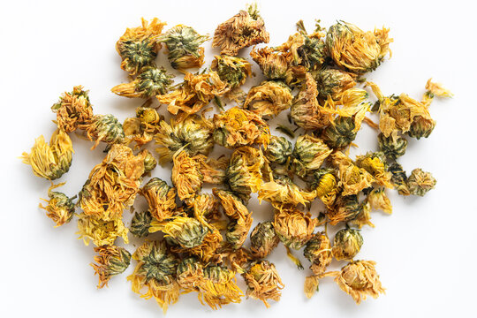 Dried chrysanthemum flowers, a popular herbal infusion in many Asian cultures.