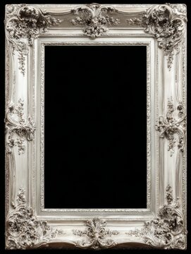 Empty Victorian Gothic frame with ornate carvings and intricate vintage design, isolated on transparent background, showcasing classic antique style and craftsmanship.