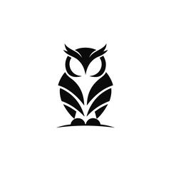 Fototapeta premium Owl silhouette, black icon, bird logo, minimalist design, vector graphic