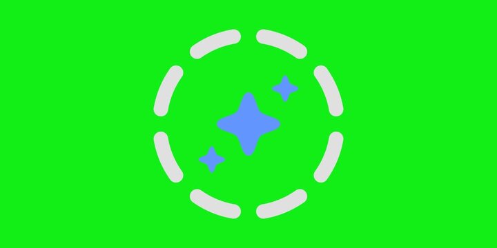 Circular progress ring indicator. Rotating status loop with central sparkle pulse. AI processing state concept scene. Clean interface element detail. Continuous looping motion animation.