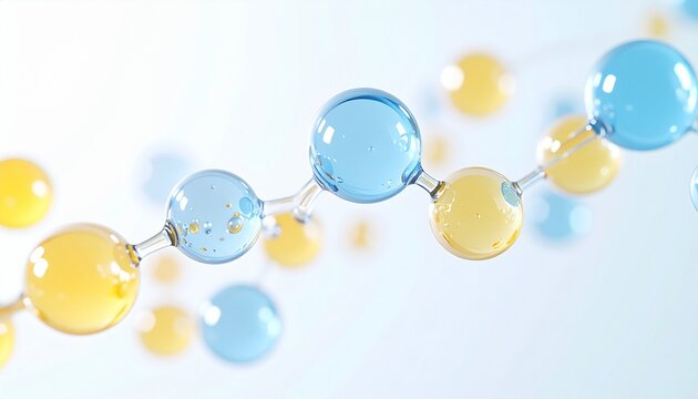 植物エキスの働きをイメージした分子構造 ナチュラルで透明感のあるビジュアル ジェネレーティブAI