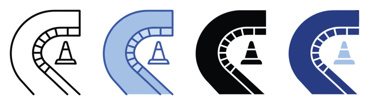 Versatile road construction icon representing highway maintenance and temporary lane closures, perfect for safety applications, traffic management systems, and navigation apps.
