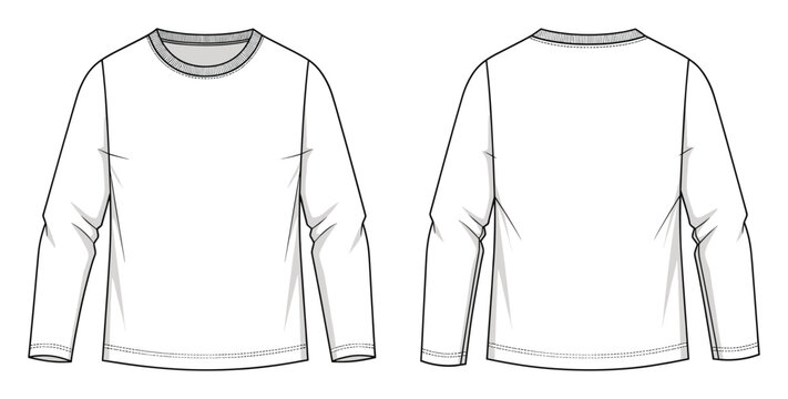 Versatile long sleeve tshirt blank vector template for fashion design and apparel mockups, perfect for visualizing casual wear garments and product development