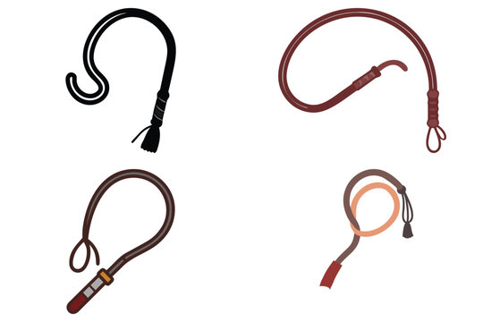 Black Leather Whip Vector Illustration - Dominance, BDSM, Control