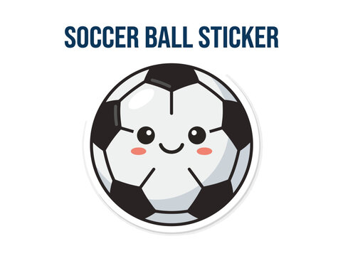Cute Kawaii Soccer Ball Sticker for Sports Enthusiasts and Kids, Fun Football Graphic