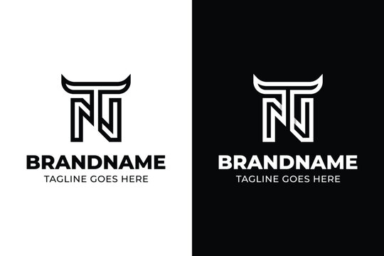 Letters TN or NT Bull Logo, symbolizing power, resilience, and determined growth