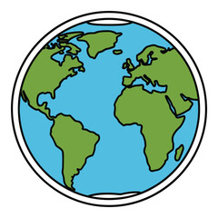 Obraz premium World globe with continents and oceans represented in a simple graphic style perfect for educational materials environmental awareness or global communication projects