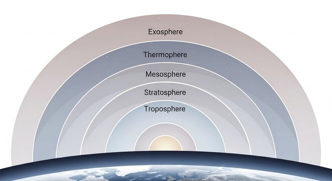 Diagram Illustrating Earths Atmospheric Layers and Their Stratification.