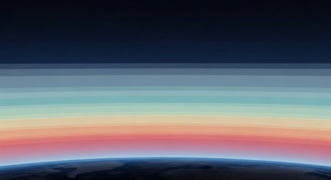 Earth Atmosphere Layers From Space With Colorful Sunset Hues.