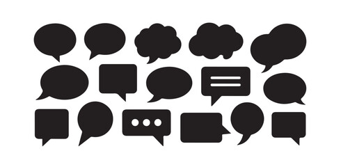 Conversation bubble icon collection featuring different speech shapes and thought clouds for web