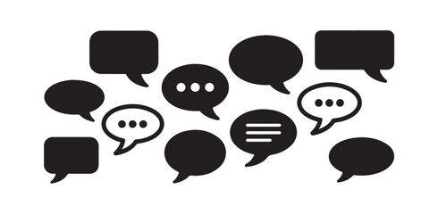 Fototapeta premium Speech bubble silhouettes set with three dots and lines for text message and online chat symbols