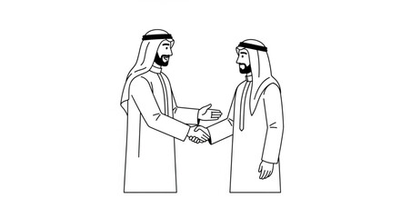 Fototapeta premium Two Arab men shaking hands, business deal, agreement, partnership, cooperation.