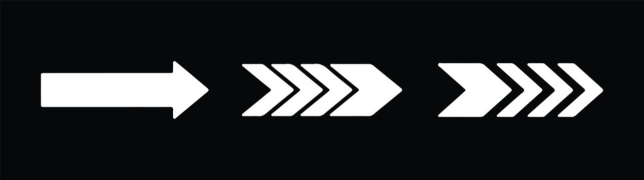 Scroll, next, swipe arrow with 3 elements isolated black illustration for UI. Vector icon in flat style