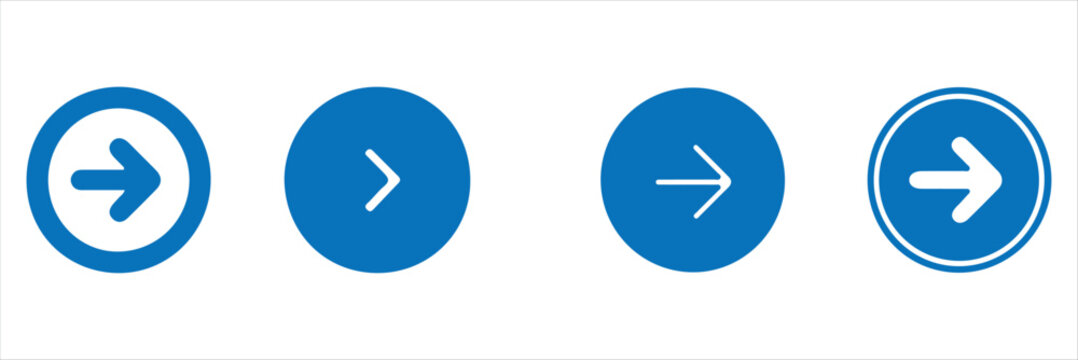 Arrow buttons icon set. Website slider navigation symbols. Next and previous rounded buttons for app. Web interface arrow buttons isolated illustration.