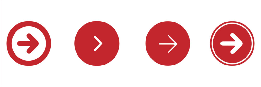 Arrow buttons icon set. Website slider navigation symbols. Next and previous rounded buttons for app. Web interface arrow buttons isolated illustration.