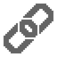 Fototapeta premium A gray pixelated icon of a chain link on a white background