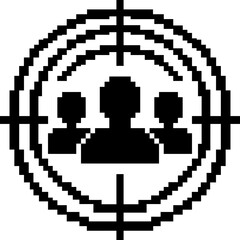 Fototapeta premium A pixelated icon of three people in a target