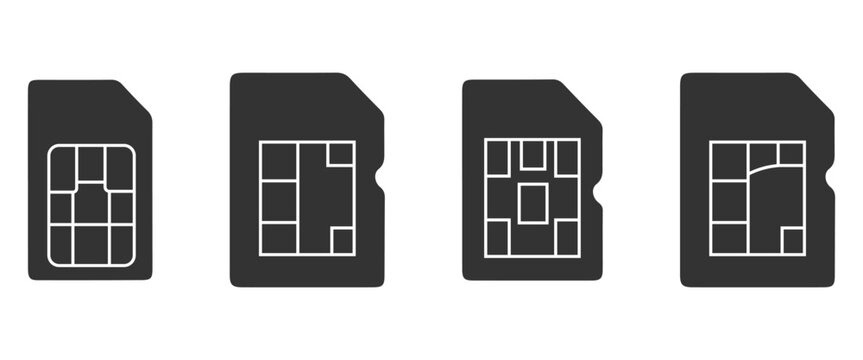 eSIM Icon Set &ndash; Modern Web and Mobile Network Symbols Collection on White Background Vector