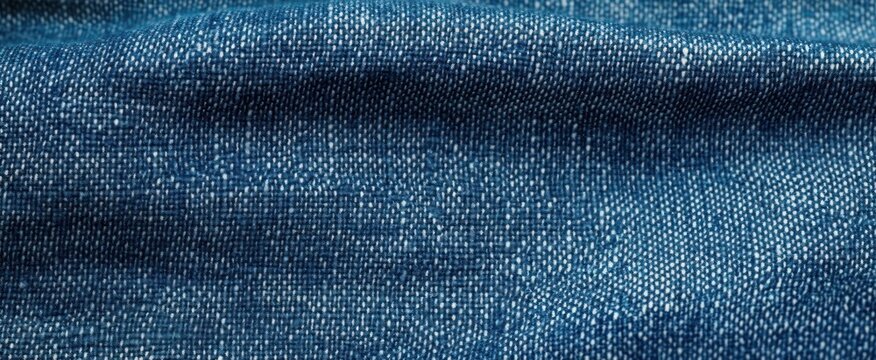 close-up of blue denim fabric showing woven threads and gentle fold conveying cozy rugged texture