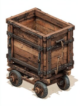 Wooden storage container for mobile game top view showing detailed textures, natural wood tones, and realistic design for 3D game assets and virtual environments.