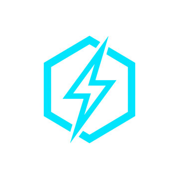 Icon design features a blue lightning bolt within a hexagon shape