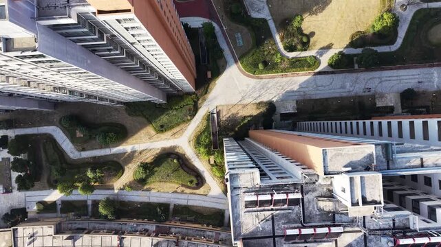 aerial view of residential buildings