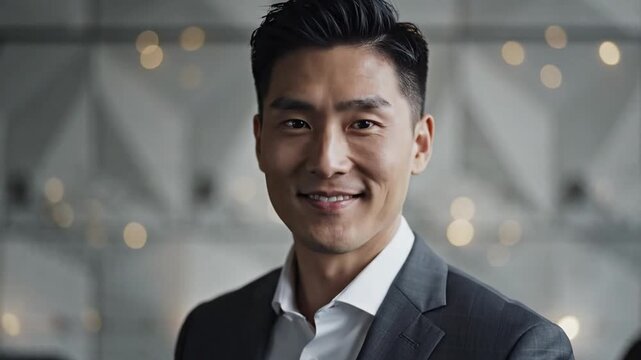 Professional Asian Man in a Suit Posing for a Portrait.