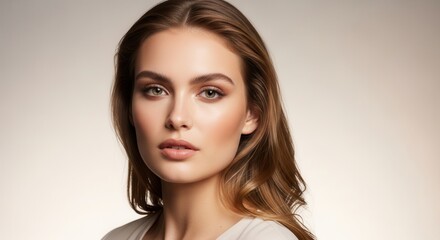 Fototapeta premium Stunning portrait of a captivating young woman with natural beauty and elegant features