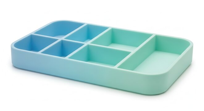 Vibrant gradient silicone multi-compartment tray for freezing liquids or organizing small