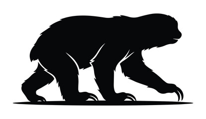 Obraz premium Walking Sloth Ground Pose Shape Icon Silhouette Vector black design on a white background