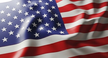 Fototapeta premium American flag waving with stars and stripes on a blue background with red and white stripes