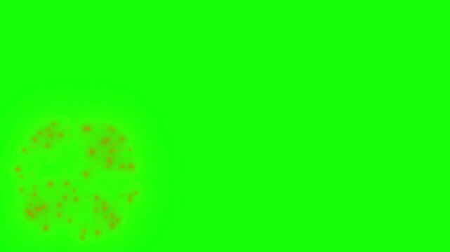 Vibrant colorful fireworks exploding in the air on green background festive celebration motion graphics