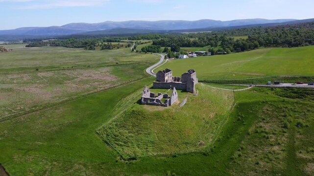 Ruthven Barracks in the Scottish Highlands drone shot