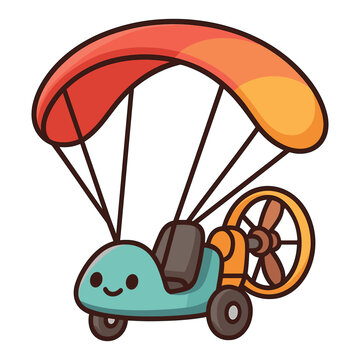 Cute powered paraglider with smiling face vector
