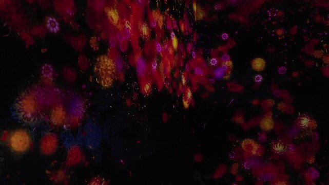 Colorful immersive digital art installation with glowing patterns and abstract visuals at teamLab Planets in Tokyo Japan