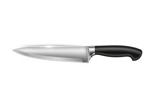 High-quality realistic chef knife illustration with gleaming blade for culinary precision tasks