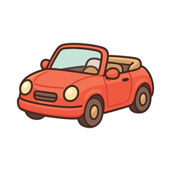 Fototapeta premium Red convertible car cartoon flat vector illustration