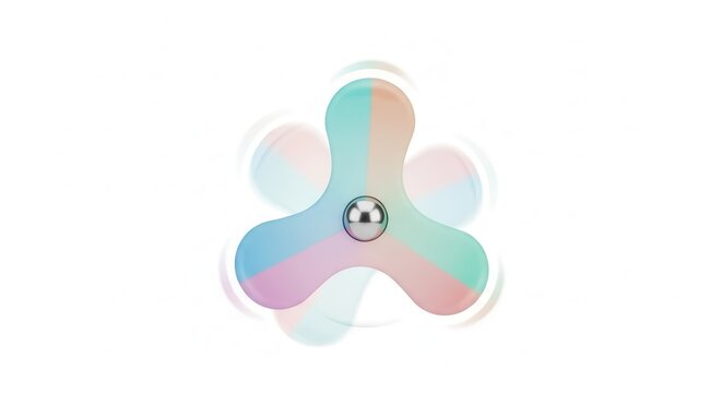 Mesmerizing pastel fidget spinner in dynamic rotation against a clean white backdrop, a modern