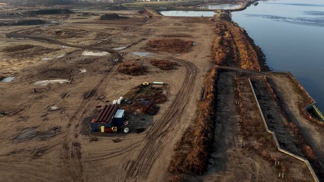 Drone aerial of Riverton redevelopment along the Raritan River in Sayreville New Jersey