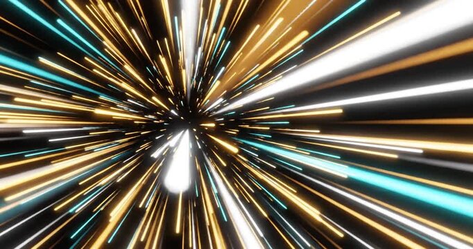 Dynamic explosion of light beams in vibrant colors creating a sense of motion and energy