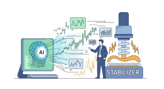 Businessman analyzing financial data with artificial intelligence and stabilizer