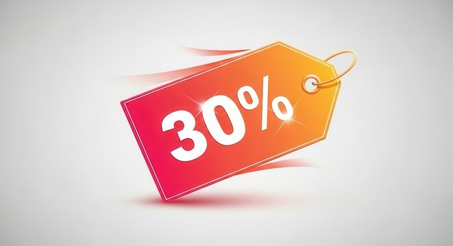 Dynamic thirty percent discount tag with vibrant gradient for sales promotion and special offers